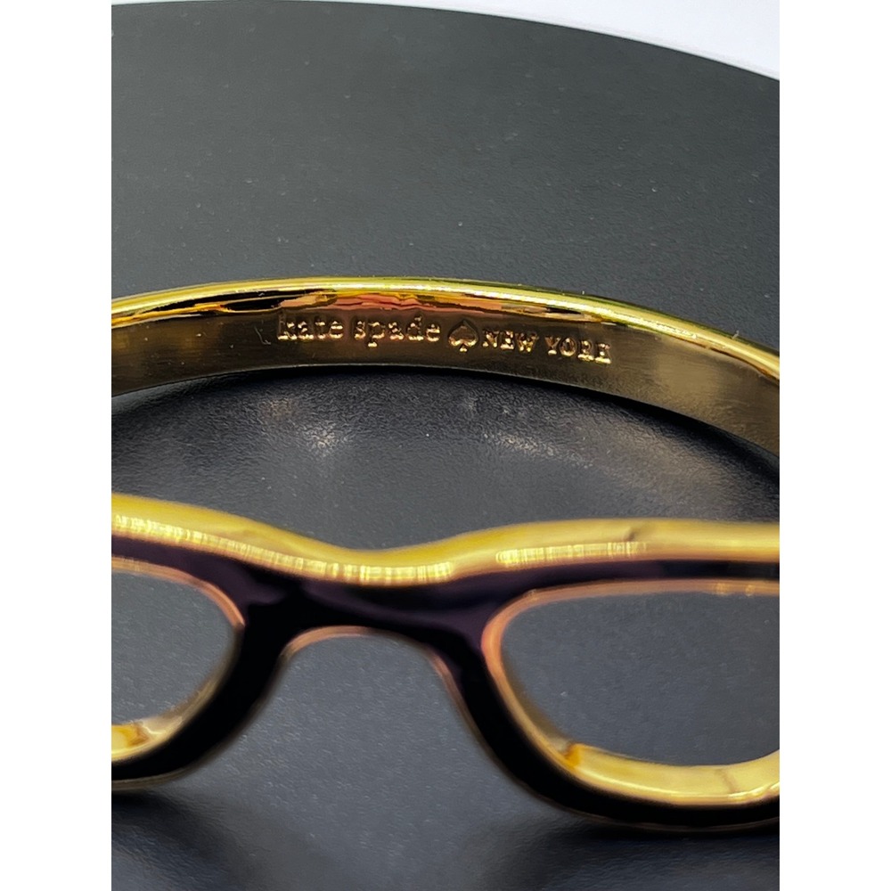 Kate Spade Goreski Lookout Black Enamel Eyeglass Hinged Bangle Bracelet Lim Ed - Picture 4 of 10